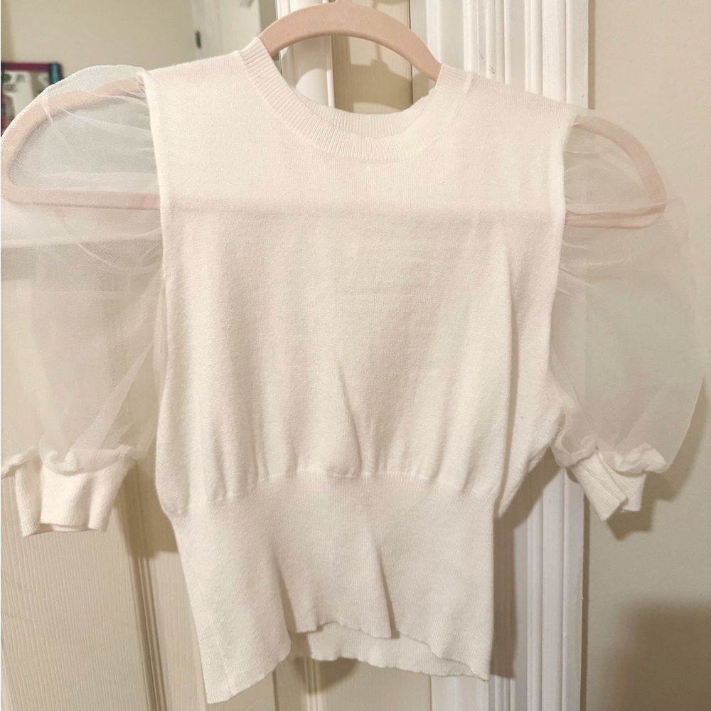White Puff Sleeve Top